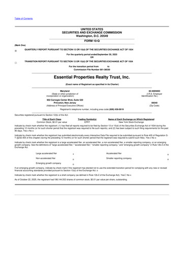 Miniature Essential Properties Realty Trust 10-Q Rapport trimestriel 2025 