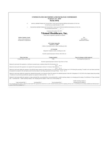 Thumbnail Viemed Healthcare 10-K Annual Report 2019