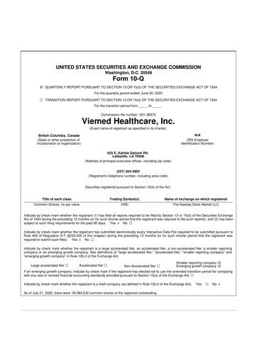 Thumbnail Viemed Healthcare 10-Q Quarterly Report FY2020 