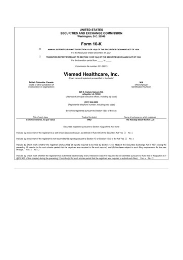 Thumbnail Viemed Healthcare 10-K Annual Report 2021