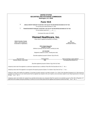 Thumbnail Viemed Healthcare 10-K Annual Report 2022