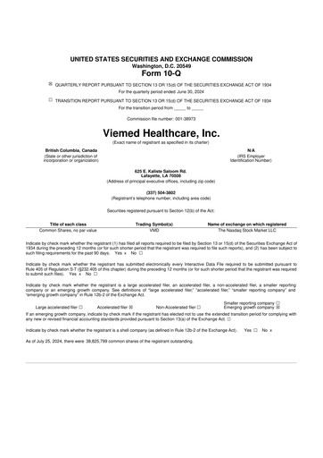 Thumbnail Viemed Healthcare 10-Q Quarterly Report FY2024 
