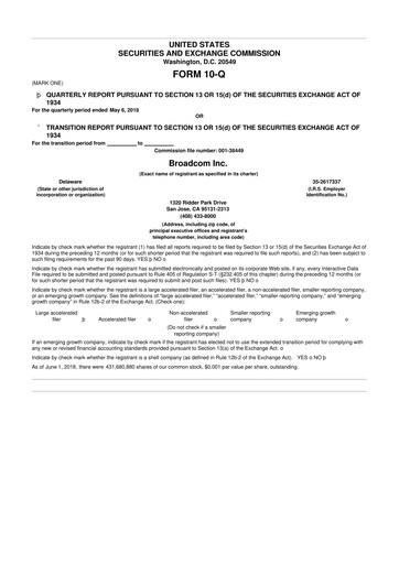 Miniature Broadcom 10-Q Rapport trimestriel 2018 