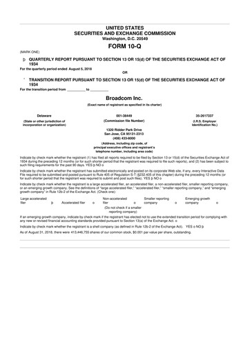 Miniature Broadcom 10-Q Rapport trimestriel 2018 