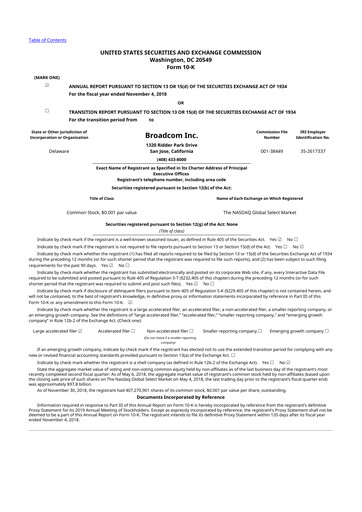 Thumbnail Broadcom 10-K Annual Report 2018