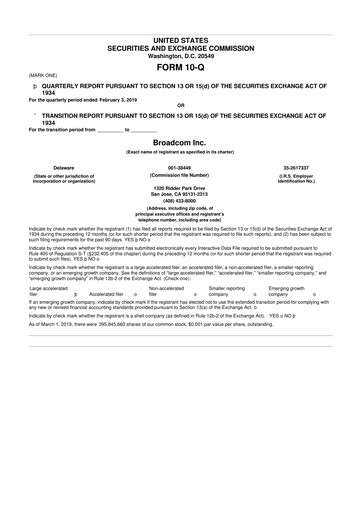 Miniature Broadcom 10-Q Rapport trimestriel 2019 