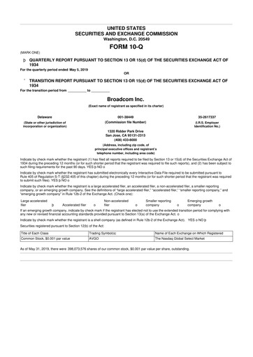 Miniature Broadcom 10-Q Rapport trimestriel 2019 