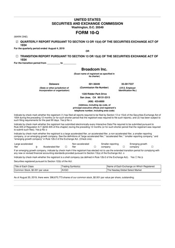 Miniature Broadcom 10-Q Rapport trimestriel 2019 