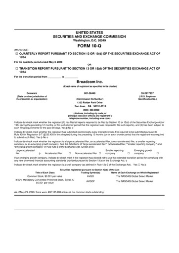 Miniature Broadcom 10-Q Rapport trimestriel 2020 