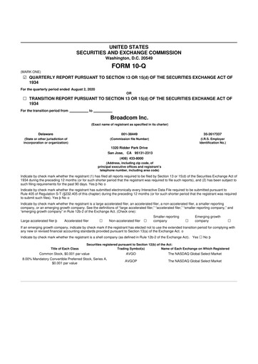 Miniature Broadcom 10-Q Rapport trimestriel 2020 