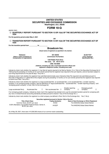 Miniature Broadcom 10-Q Rapport trimestriel 2021 