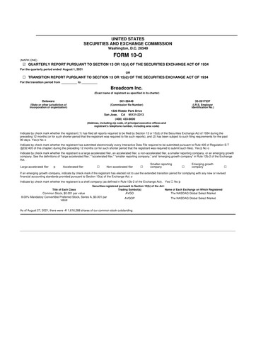 Miniature Broadcom 10-Q Rapport trimestriel 2021 
