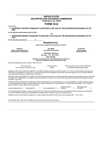 Miniature Broadcom 10-Q Rapport trimestriel 2023 