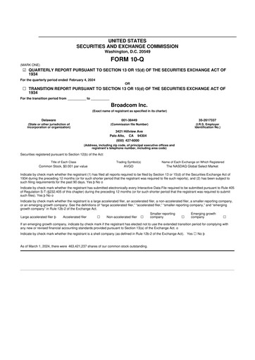 Miniature Broadcom 10-Q Rapport trimestriel 2024 