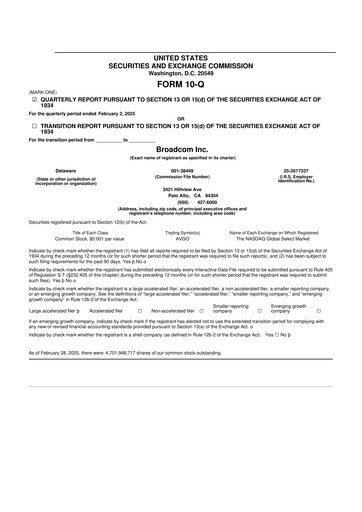 Miniature Broadcom 10-Q Rapport trimestriel 2025 