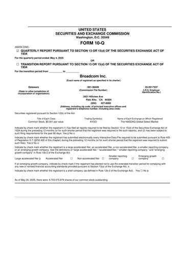Miniature Broadcom 10-Q Rapport trimestriel 2025 
