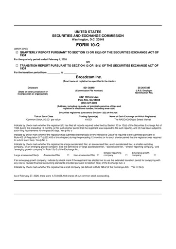 Vorschaubild Broadcom 10-Q Quartalsbericht 2026 