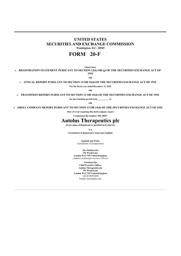 Thumbnail Autolus Therapeutics 20-F Annual Report 2022