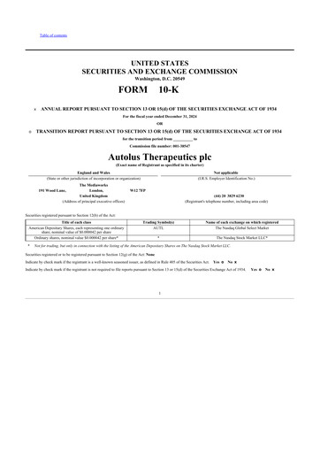 Thumbnail Autolus Therapeutics 10-K Annual Report 2024