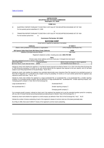 Thumbnail BayCom (United Business Bank) 10-Q Quarterly Report FY 