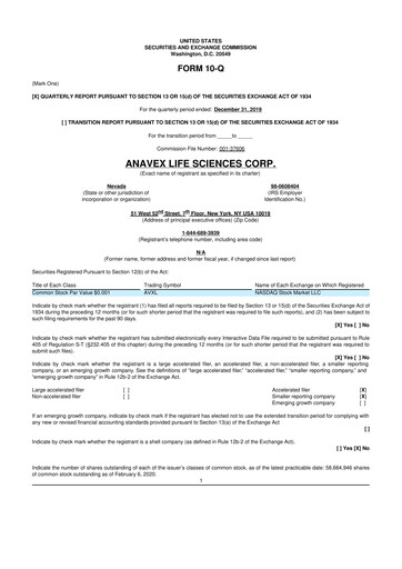Thumbnail Anavex Life Sciences
 10-Q Quarterly Report FY2020 