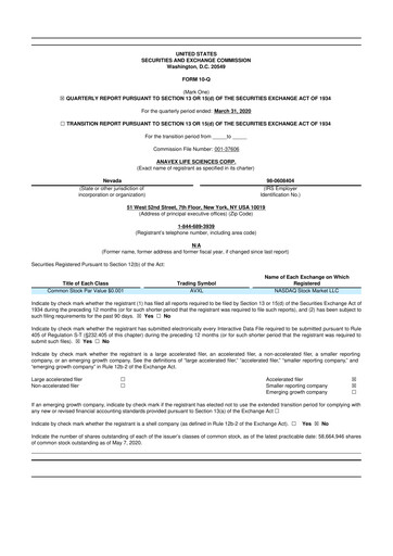 Thumbnail Anavex Life Sciences
 10-Q Quarterly Report FY2020 