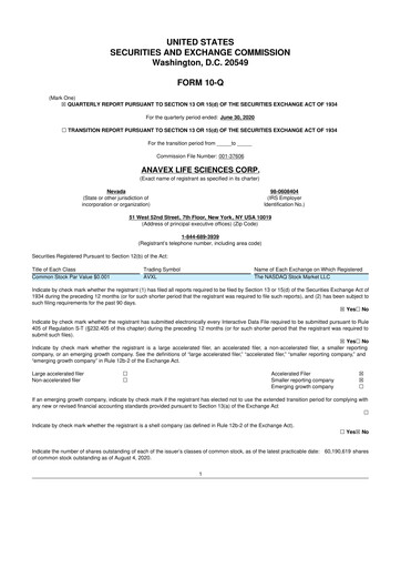 Thumbnail Anavex Life Sciences
 10-Q Quarterly Report FY2020 