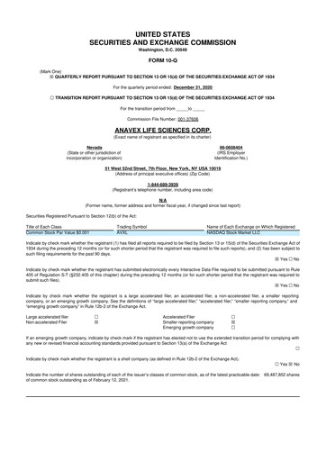 Thumbnail Anavex Life Sciences
 10-Q Quarterly Report FY2021 