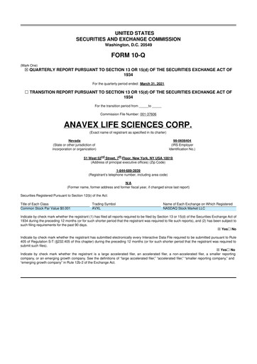 Thumbnail Anavex Life Sciences
 10-Q Quarterly Report FY2021 