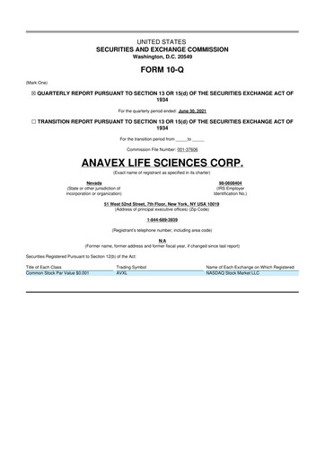 Thumbnail Anavex Life Sciences
 10-Q Quarterly Report FY2021 