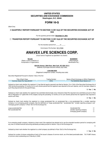 Thumbnail Anavex Life Sciences
 10-Q Quarterly Report FY2022 