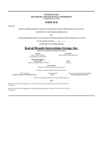 Thumbnail Kaival Brands Innovations 10-K Annual Report 2022