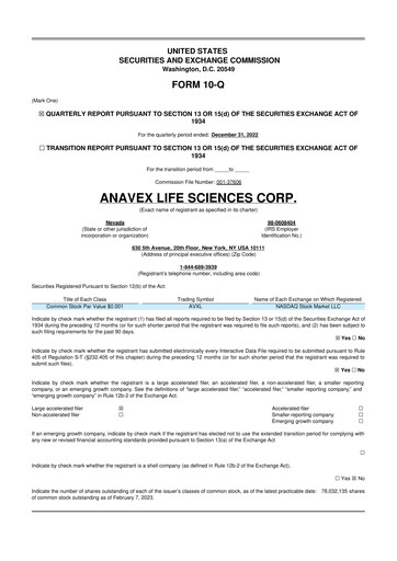 Thumbnail Anavex Life Sciences
 10-Q Quarterly Report FY2023 