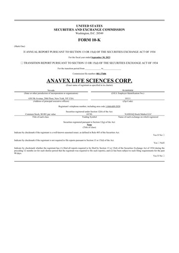 Thumbnail Anavex Life Sciences
 10-K Annual Report 2023