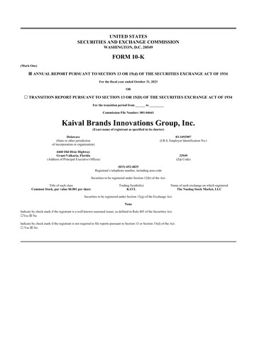 Thumbnail Kaival Brands Innovations 10-K Annual Report 2023