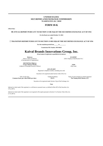 Thumbnail Kaival Brands Innovations 10-K Annual Report 2024