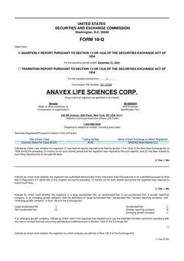 Thumbnail Anavex Life Sciences
 10-Q Quarterly Report FY2025 