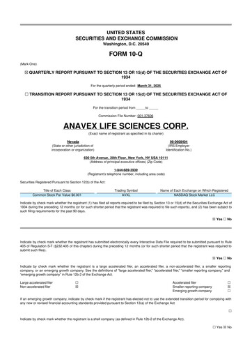Thumbnail Anavex Life Sciences
 10-Q Quarterly Report FY2025 