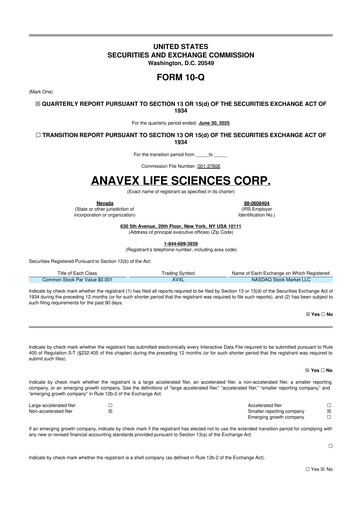 Thumbnail Anavex Life Sciences
 10-Q Quarterly Report FY2025 