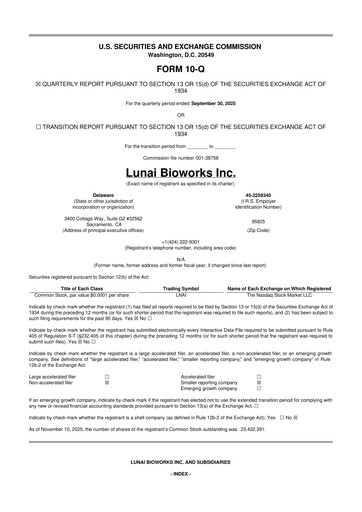 Thumbnail Lunai Bioworks 10-Q Quarterly Report FY2026 