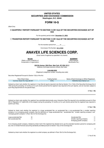 Thumbnail Anavex Life Sciences
 10-Q Quarterly Report FY2026 