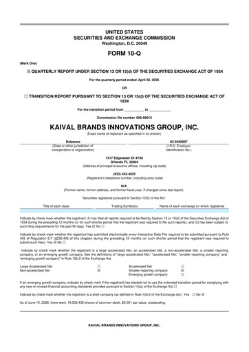 Thumbnail Kaival Brands Innovations 10-Q Quarterly Report FY2026 