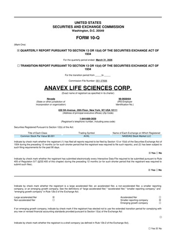 Thumbnail Anavex Life Sciences
 10-Q Quarterly Report FY2026 