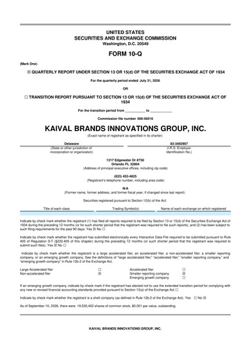 Thumbnail Kaival Brands Innovations 10-Q Quarterly Report FY2026 