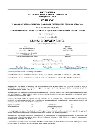 Thumbnail Lunai Bioworks 10-K Annual Report 2026