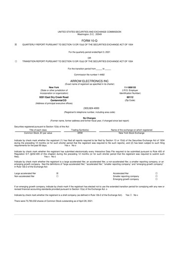 Thumbnail Arrow Electronics
 10-Q Quarterly Report FY2021 