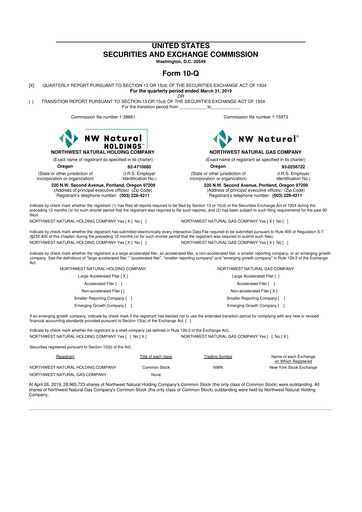 Thumbnail NW Natural Holdings 10-Q Quarterly Report FY 