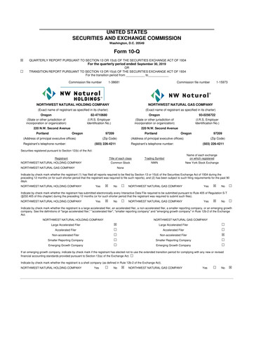 Thumbnail NW Natural Holdings 10-Q Quarterly Report FY 