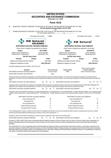 Thumbnail NW Natural Holdings 10-Q Quarterly Report FY 