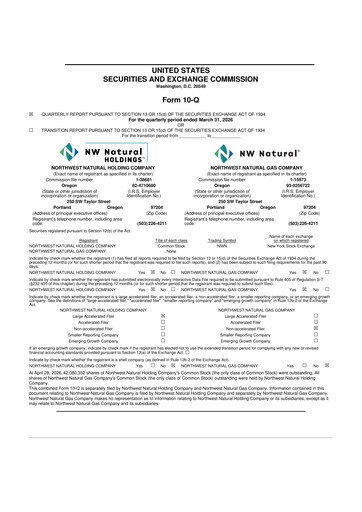 Thumbnail NW Natural Holdings 10-Q Quarterly Report FY 